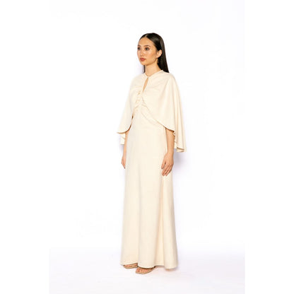 Contemponari Womens Lotus Solid Beige Dress