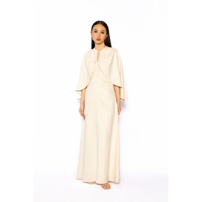 Contemponari Womens Lotus Solid Beige Dress