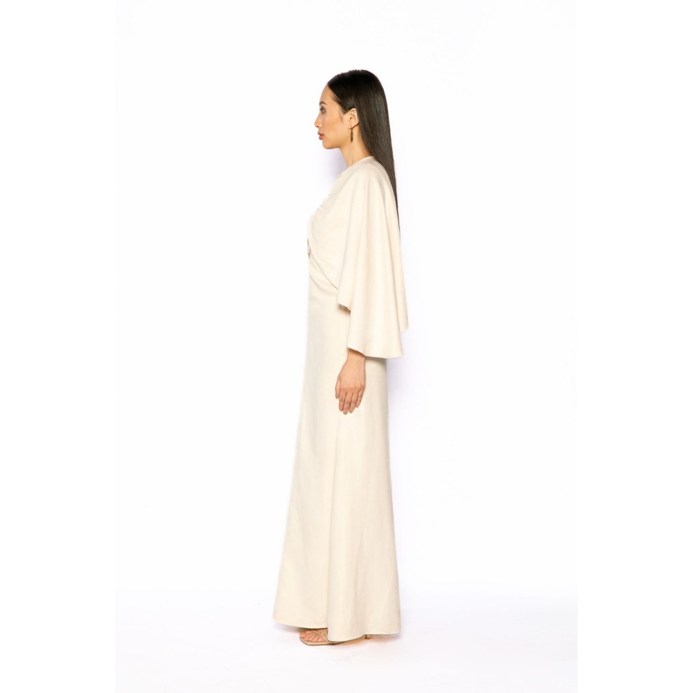 Contemponari Womens Lotus Solid Beige Dress