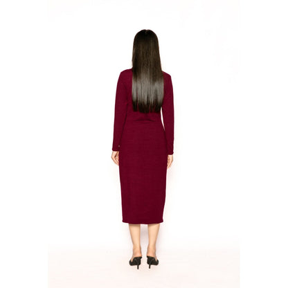 Contemponari Womens Helen Solid Wine Dress