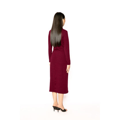 Contemponari Womens Helen Solid Wine Dress
