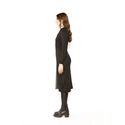 Contemponari Womens Helen Solid Black Dress