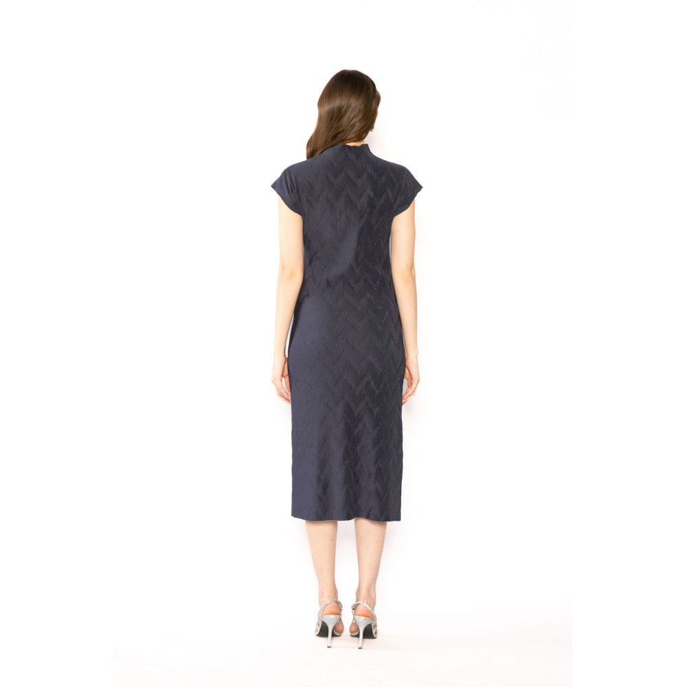Contemponari Womens Athena Solid Navy Blue Dress