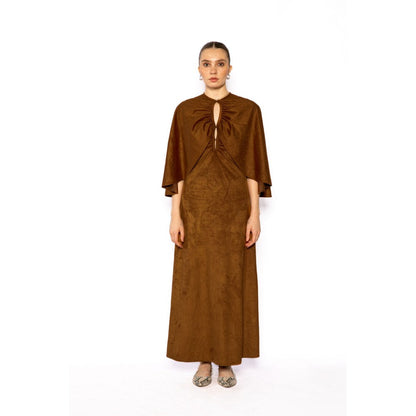 Contemponari Womens Lotus Solid Brown Dress