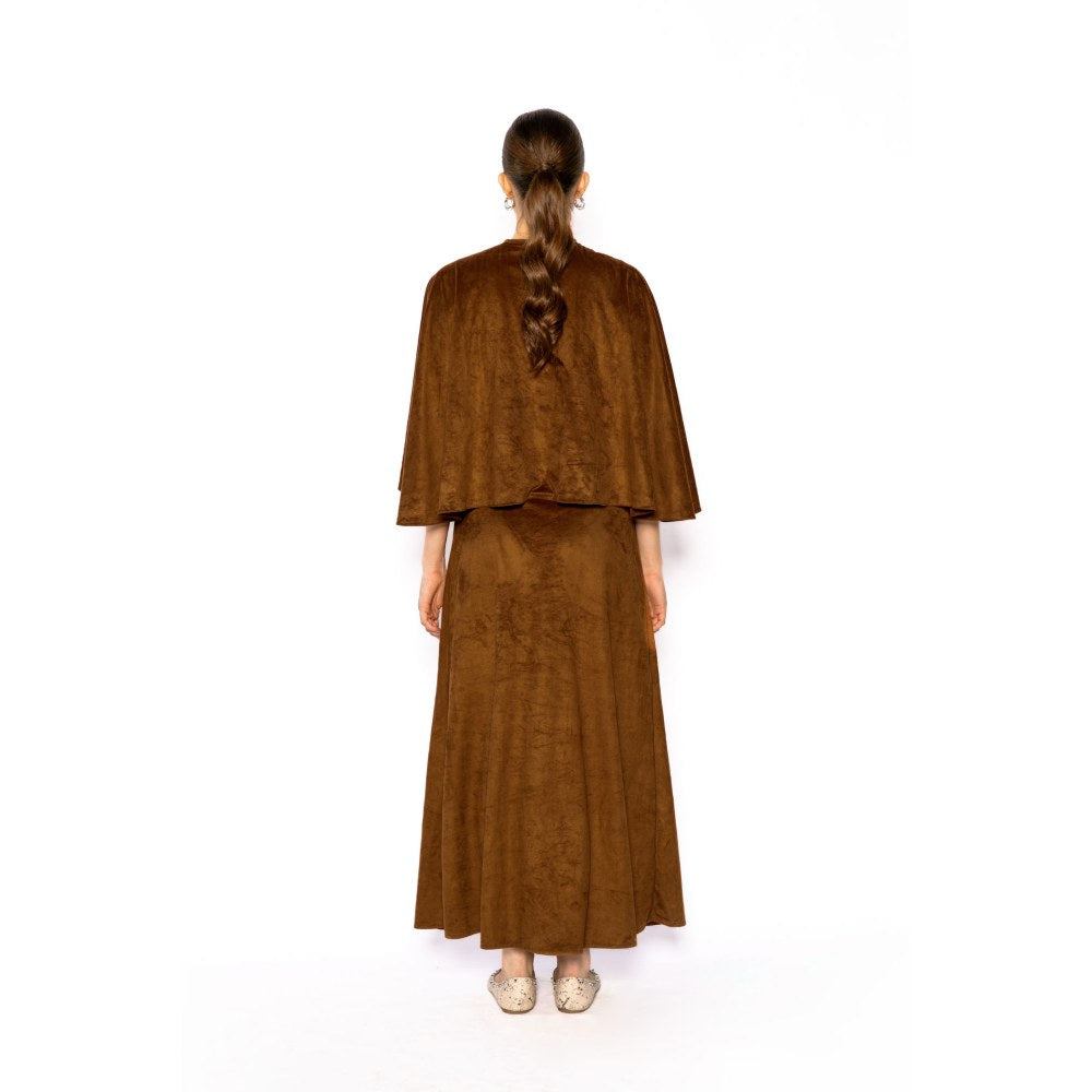 Contemponari Womens Lotus Solid Brown Dress
