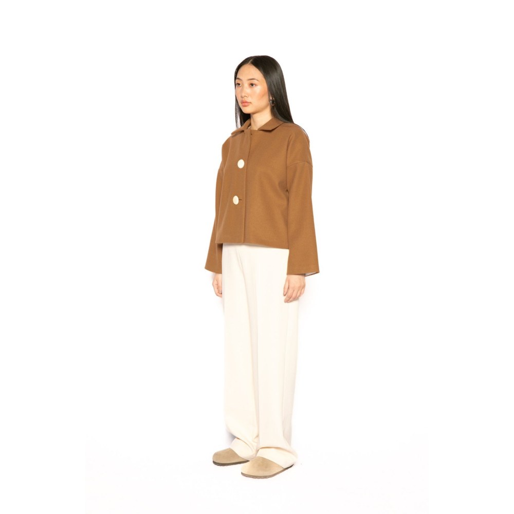 Contemponari Womens Xenia Solid Brown Jacket