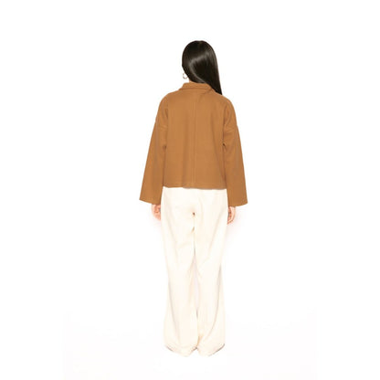 Contemponari Womens Xenia Solid Brown Jacket