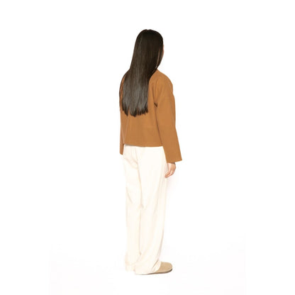 Contemponari Womens Xenia Solid Brown Jacket