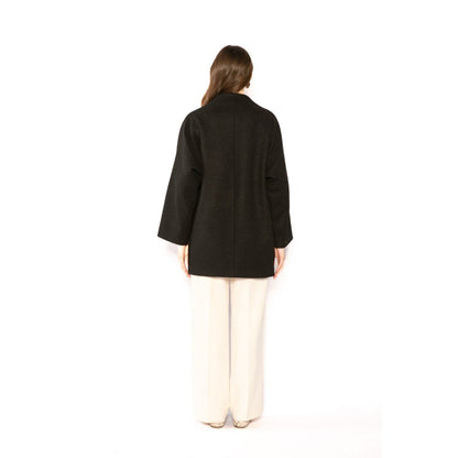 Contemponari Womens Archer Solid Black Wintercoat