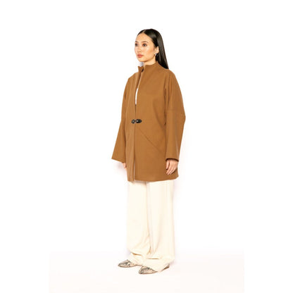 Contemponari Womens Archer Solid Brown Wintercoat