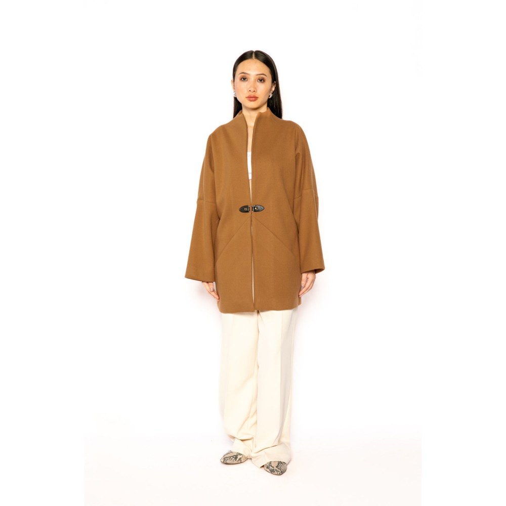Contemponari Womens Archer Solid Brown Wintercoat