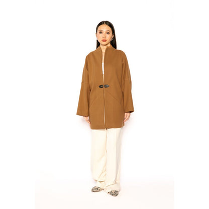 Contemponari Womens Archer Solid Brown Wintercoat