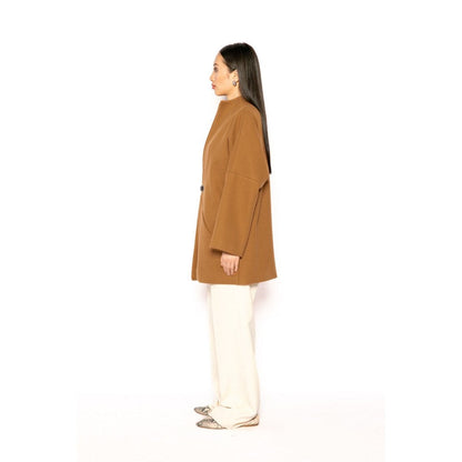 Contemponari Womens Archer Solid Brown Wintercoat