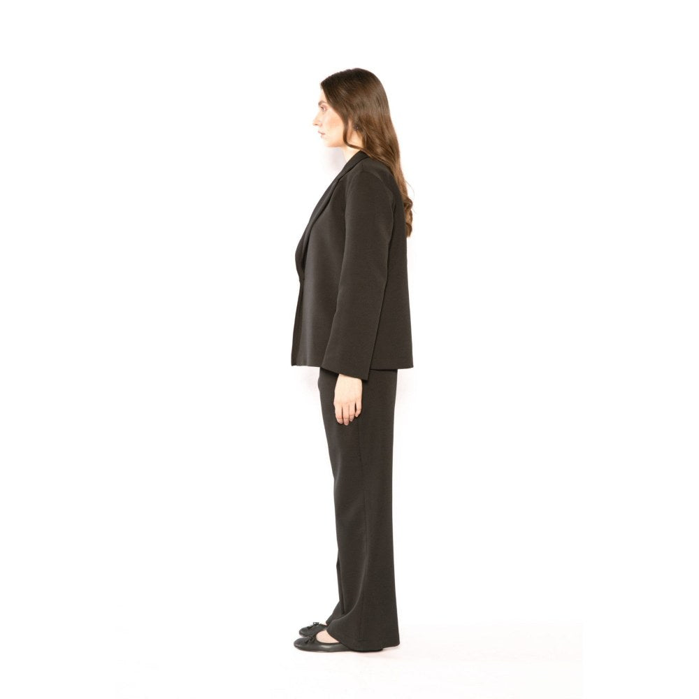 Contemponari Womens Phoenix Solid Black Blazer