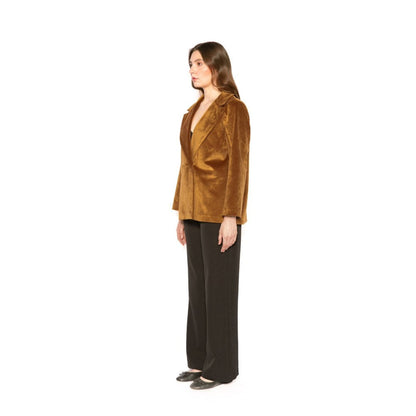 Contemponari Womens Aquila Solid Brown Blazer