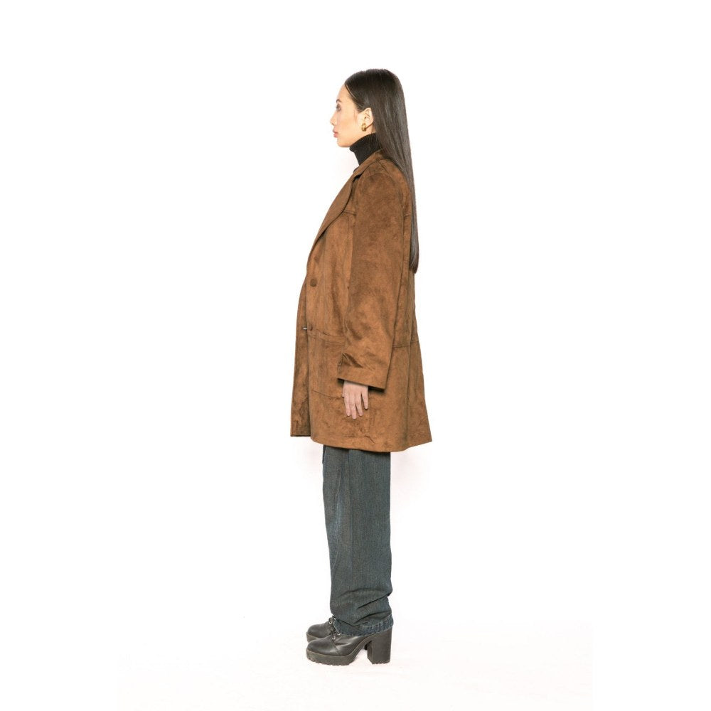 Contemponari Womens Leo Solid Brown Coat