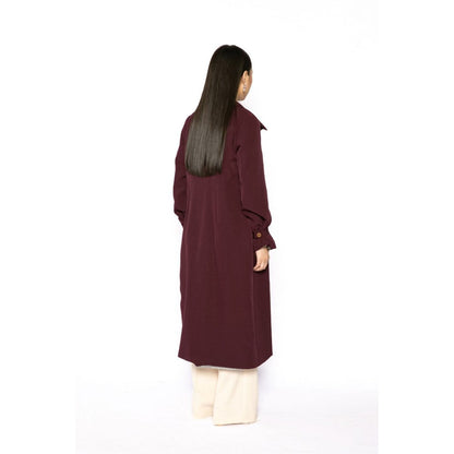 Contemponari Womens Penelope Solid Wine Coat