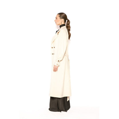 Contemponari Womens Penelope Solid Beige Coat