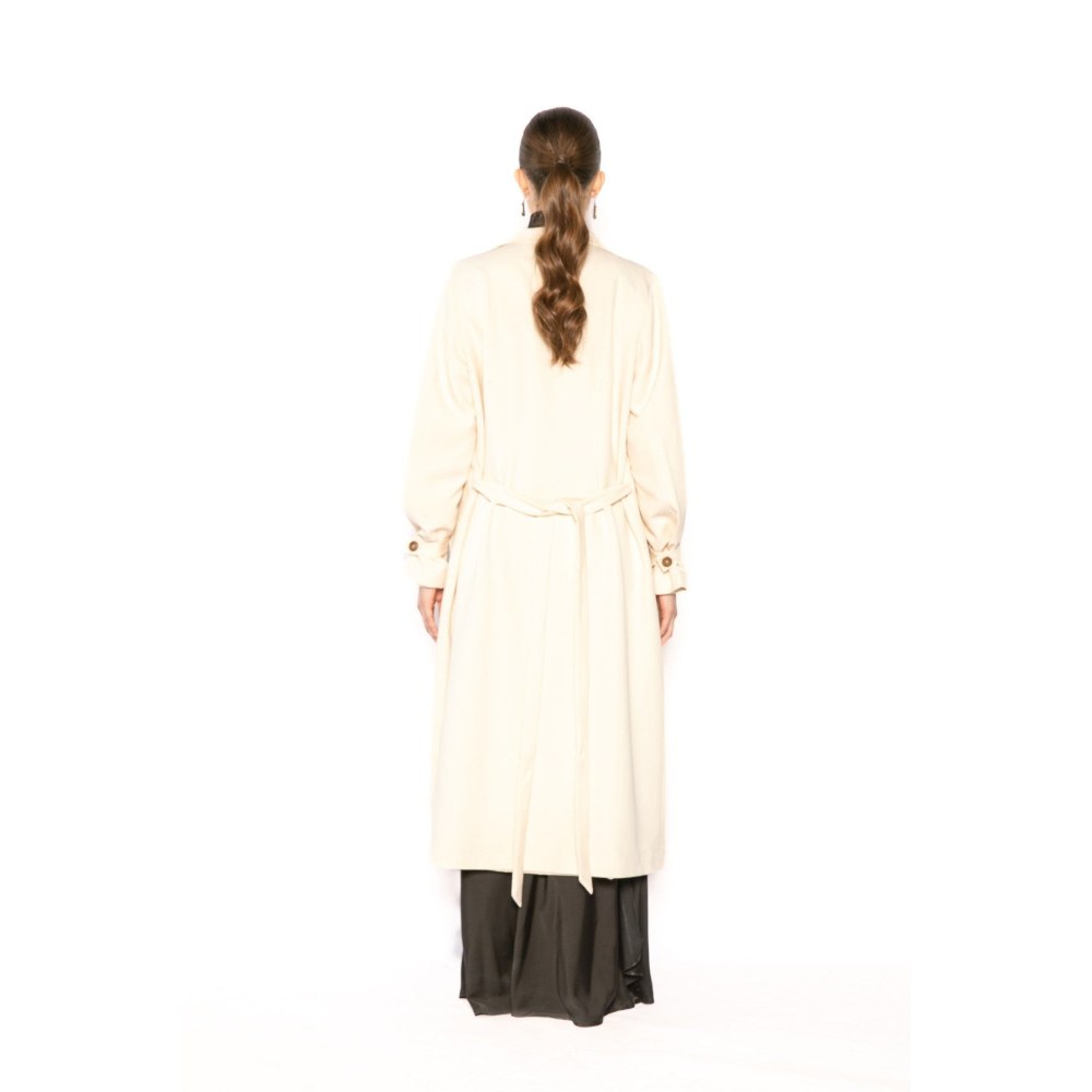 Contemponari Womens Penelope Solid Beige Coat
