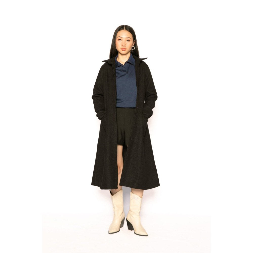 Contemponari Womens Hades Solid Black Coat