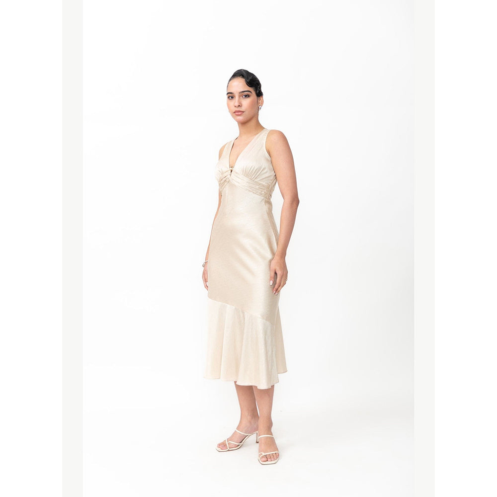 Contemponari The Vow Beige Midi Dress