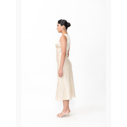 Contemponari The Vow Beige Midi Dress