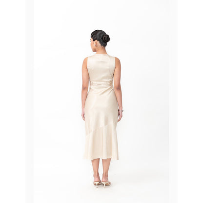 Contemponari The Vow Beige Midi Dress