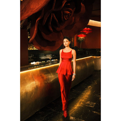 Contemponari The Juliet Red Top With Skirt
