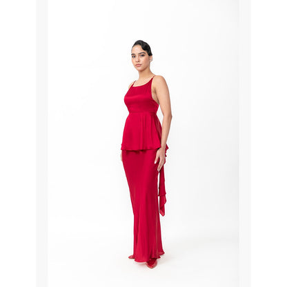Contemponari The Juliet Red Top With Skirt