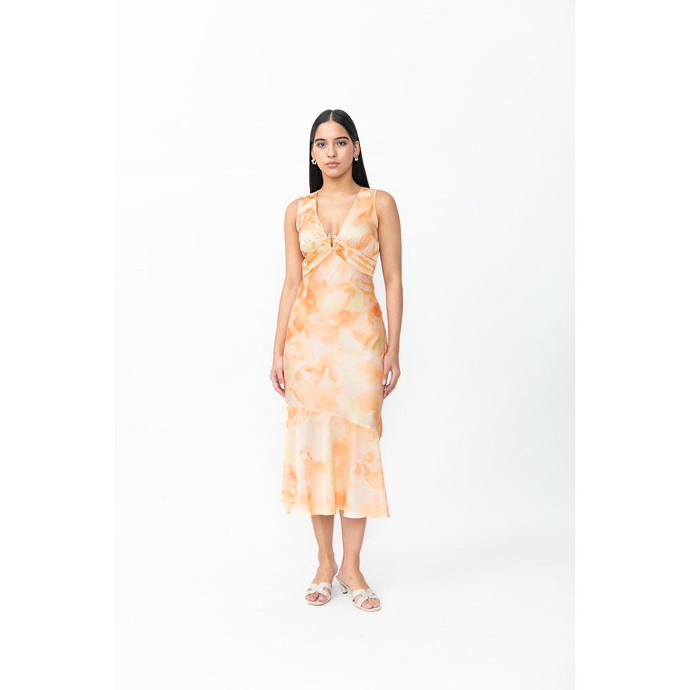 Contemponari orange The Vow Midi Dress