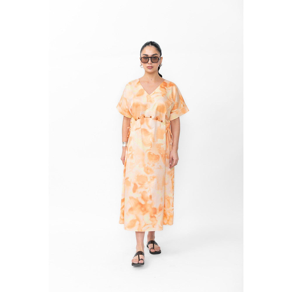 Contemponari Solana orange Midi Dress