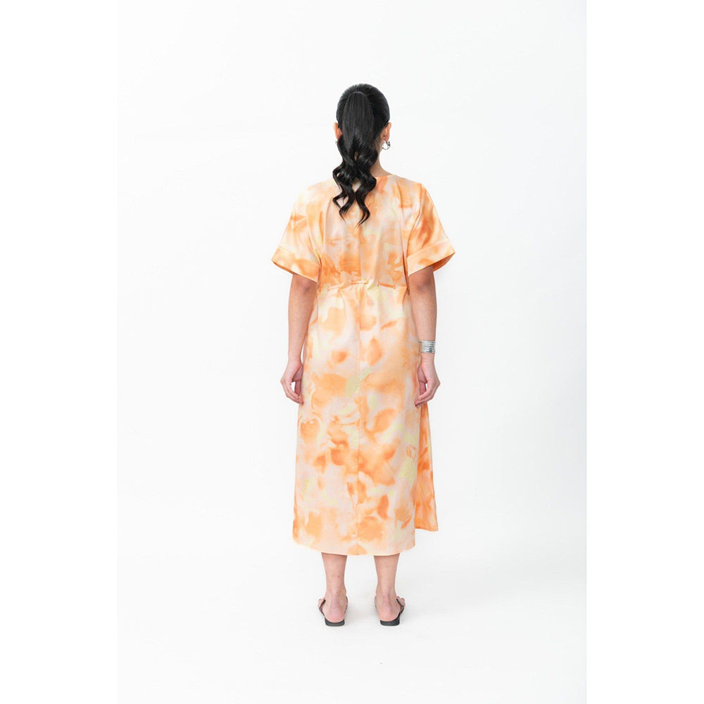 Contemponari Solana orange Midi Dress