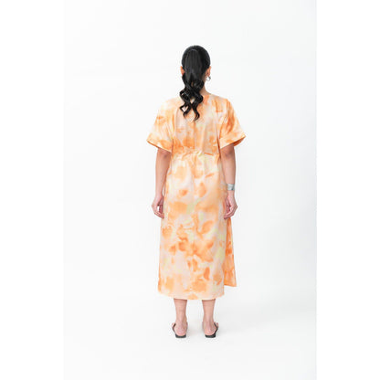 Contemponari Solana orange Midi Dress