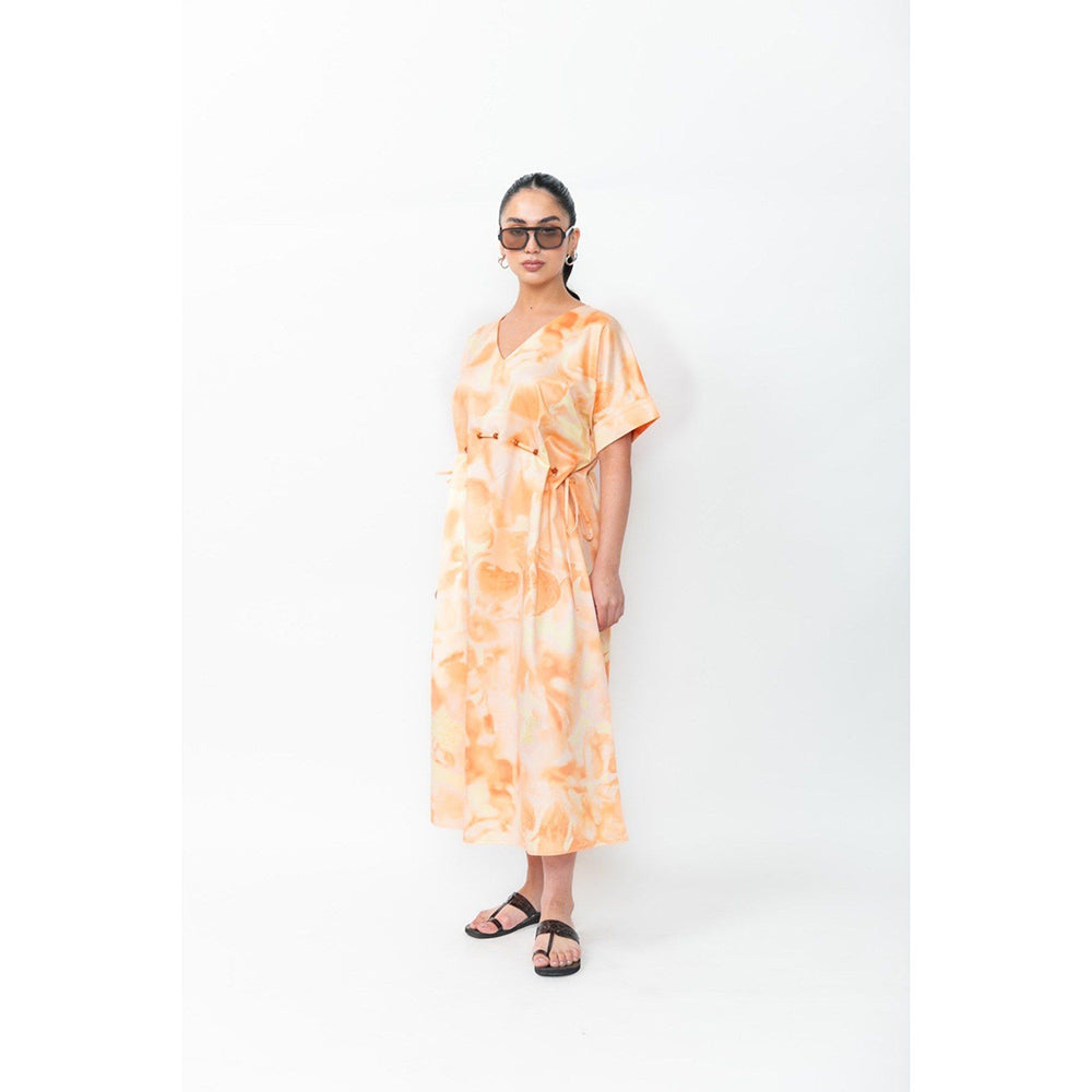 Contemponari Solana orange Midi Dress