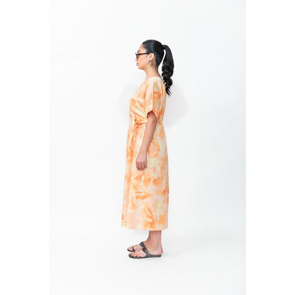Contemponari Solana orange Midi Dress