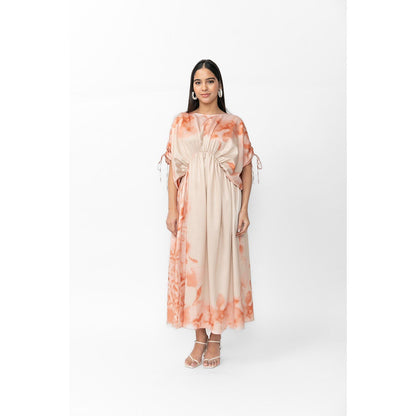 Contemponari Peach Printed Zenya Dress