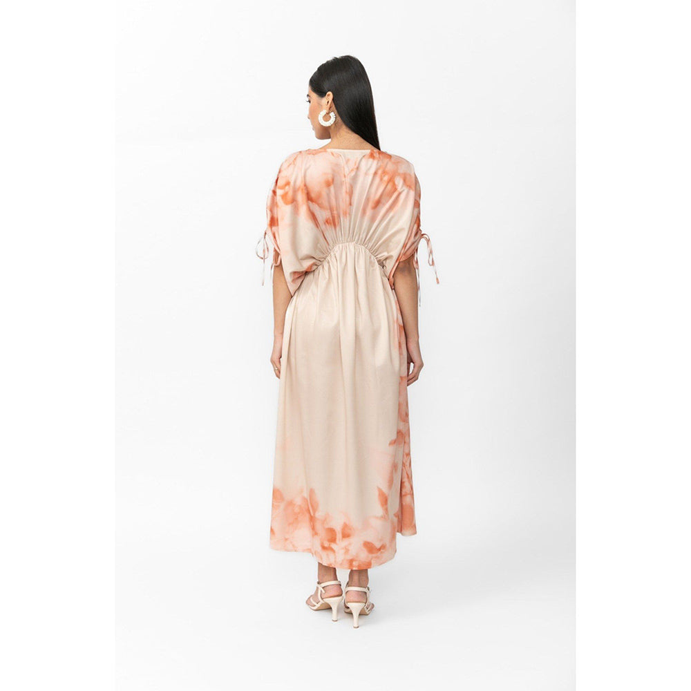 Contemponari Peach Printed Zenya Dress