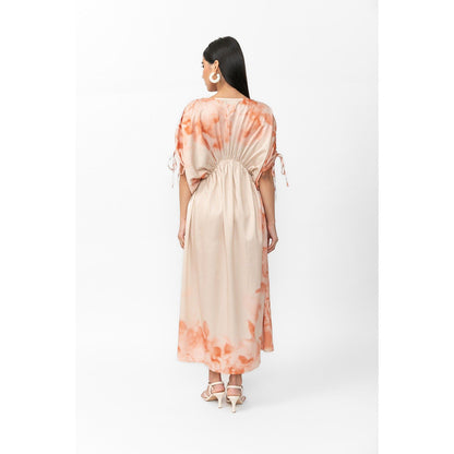 Contemponari Peach Printed Zenya Dress