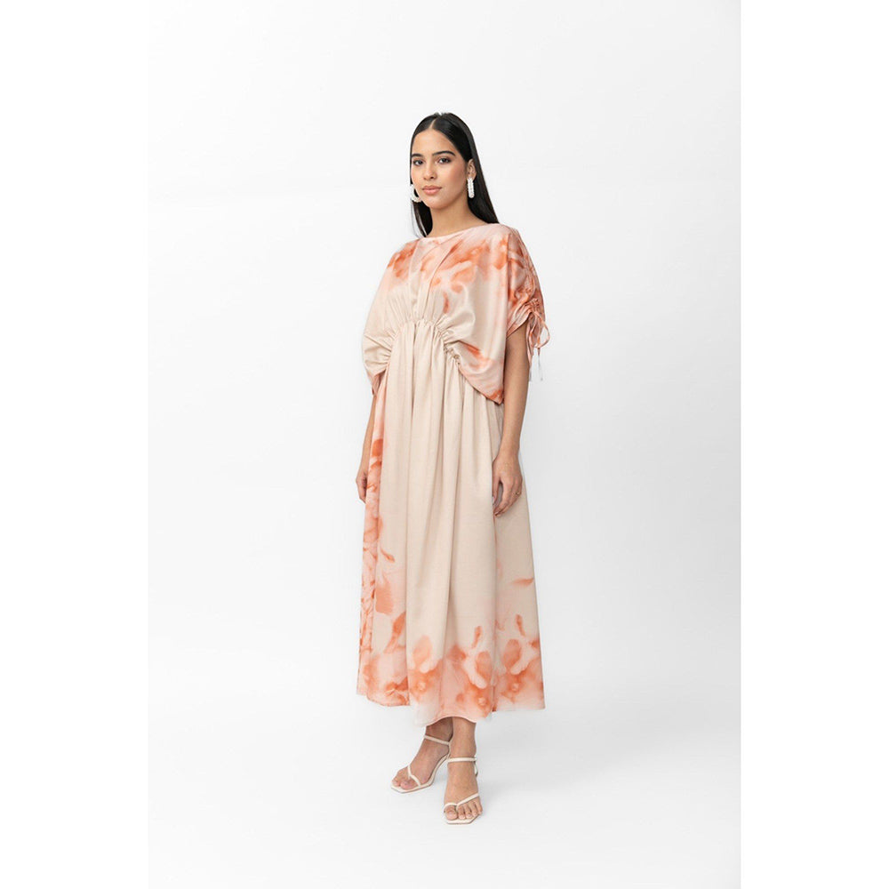 Contemponari Peach Printed Zenya Dress