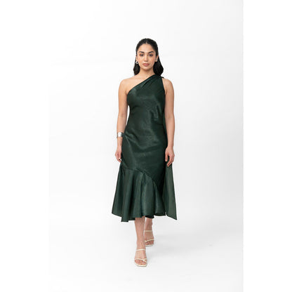 Contemponari Green Emerald Midi Dress