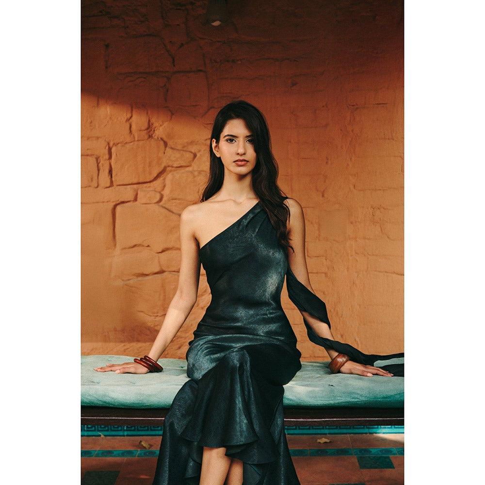 Contemponari Green Emerald Midi Dress