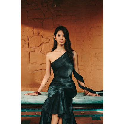 Contemponari Green Emerald Midi Dress
