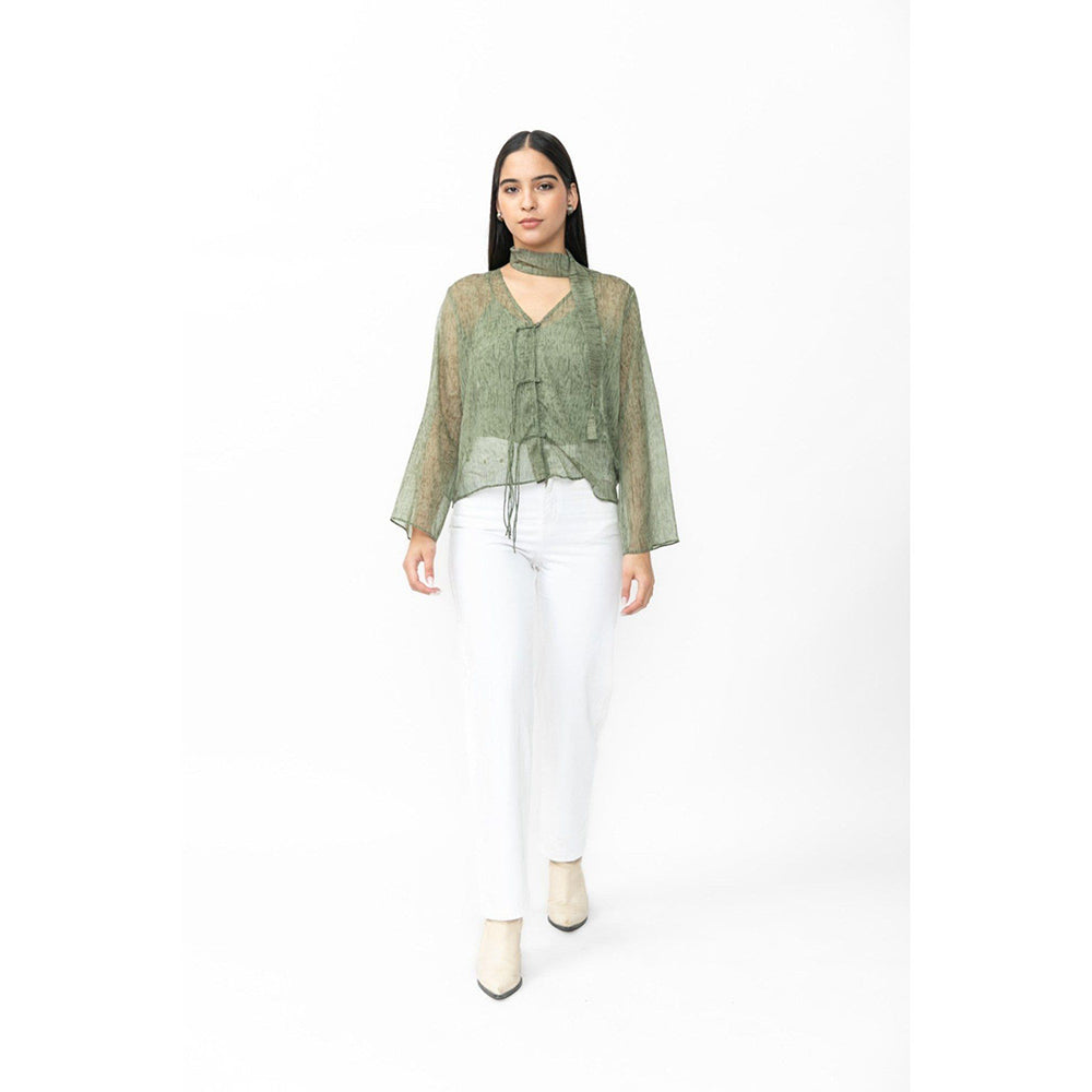 Contemponari Crest Top With Camisole And Scarf
