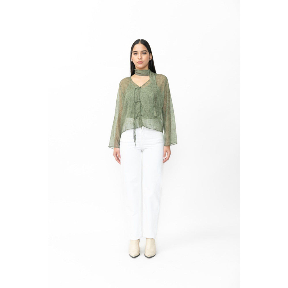 Contemponari Crest Top With Camisole And Scarf