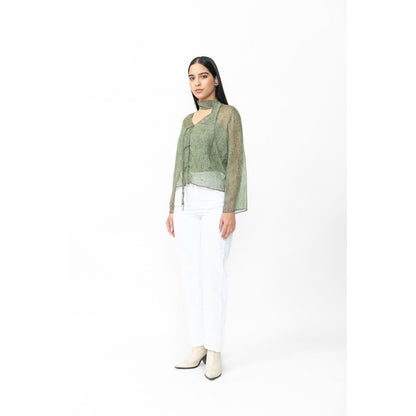 Contemponari Crest Top With Camisole And Scarf