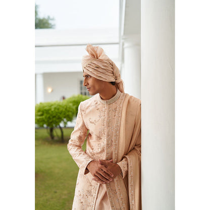 CONTRAST BY PARTH Peach Tale Of Love Sherwani Set (Set of 5)