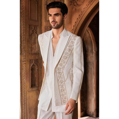CONTRAST BY PARTH Ivory Ishrat Jacket with Kurta and Pant (Set of 3)