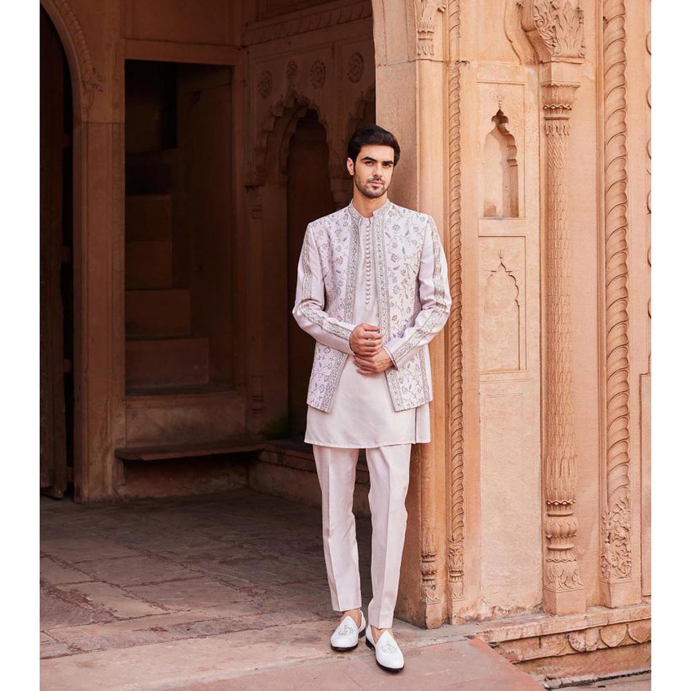 CONTRAST BY PARTH Purple Aasma Jacket with Kurta and Pant (Set of 3)