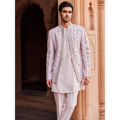 CONTRAST BY PARTH Purple Aasma Jacket with Kurta and Pant (Set of 3)