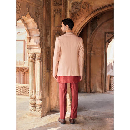 CONTRAST BY PARTH Rust Inayat Jacket with Kurta and Pant (Set of 3)